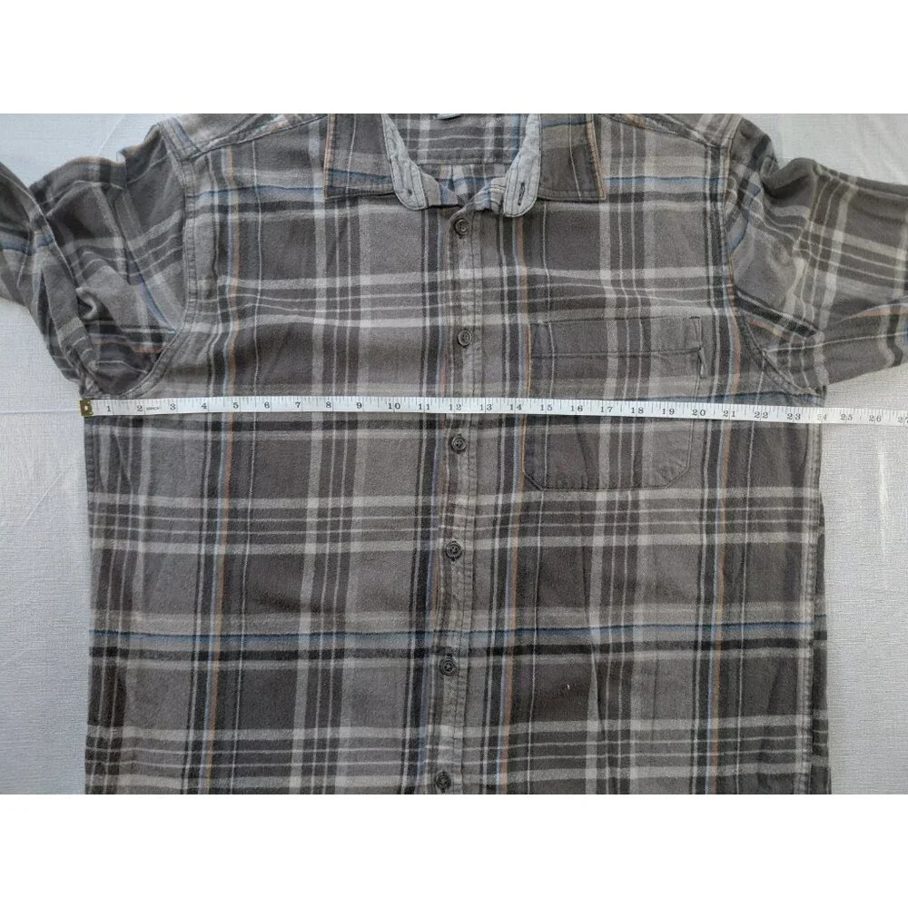 Eddie Bauer Plaid Flannel Button Up Shirt‎ Men's XXL Gray Lightweight Shacket